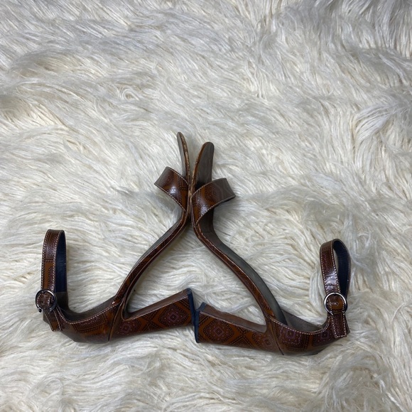 Authentic Prada Black Brown Embroidered Ankle Strap Platform - Picture 8 of 11